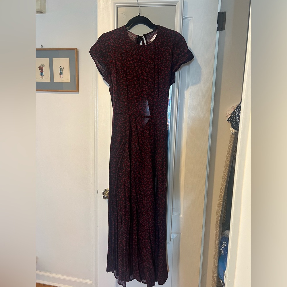 Urban Outfitters Red Maxi Sundress with Flutter Sleeves